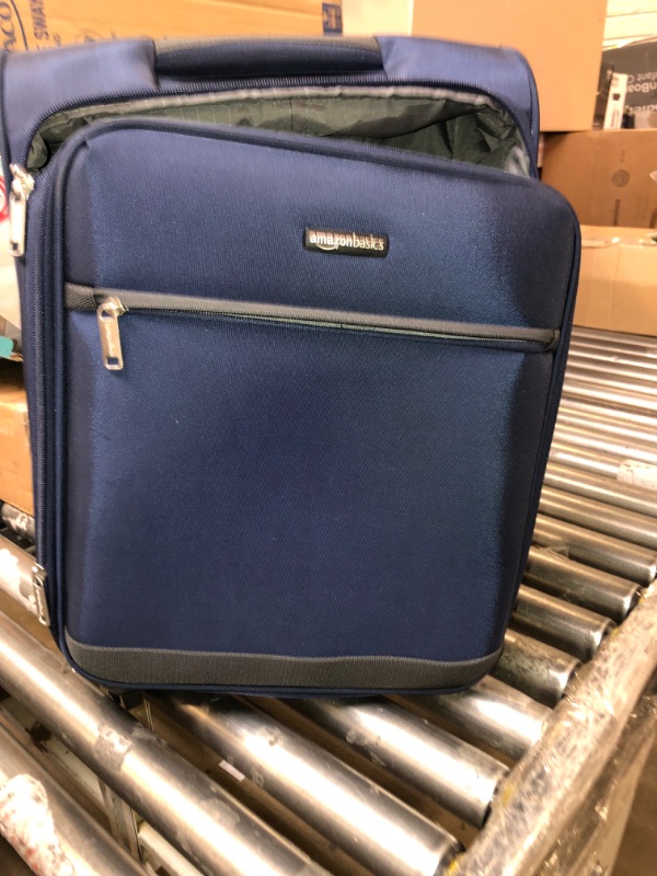 Photo 2 of Amazon Basics Softside Carry-On Spinner Luggage Suitcase - 21 Inch, Navy Blue Navy Blue 21-inch Suitcase