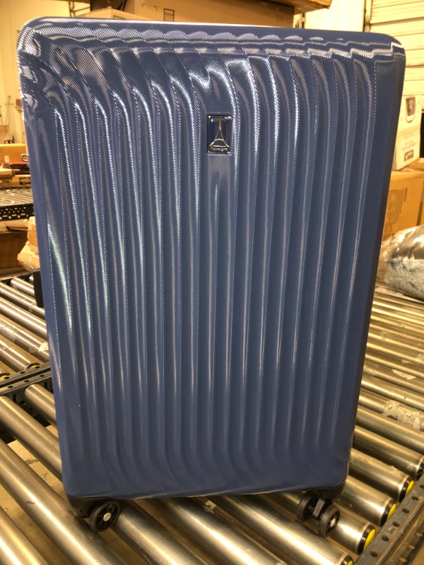 Photo 3 of Travelpro Maxlite Air Hardside Expandable Luggage, 8 Spinner Wheels, Lightweight Hard Shell Polycarbonate, Ensign Blue, Checked-Medium 25-Inch Checked-Medium 25-Inch Ensign Blue