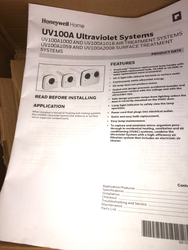 Photo 2 of Honeywell UV100A1059 UV Surface Treatment System
