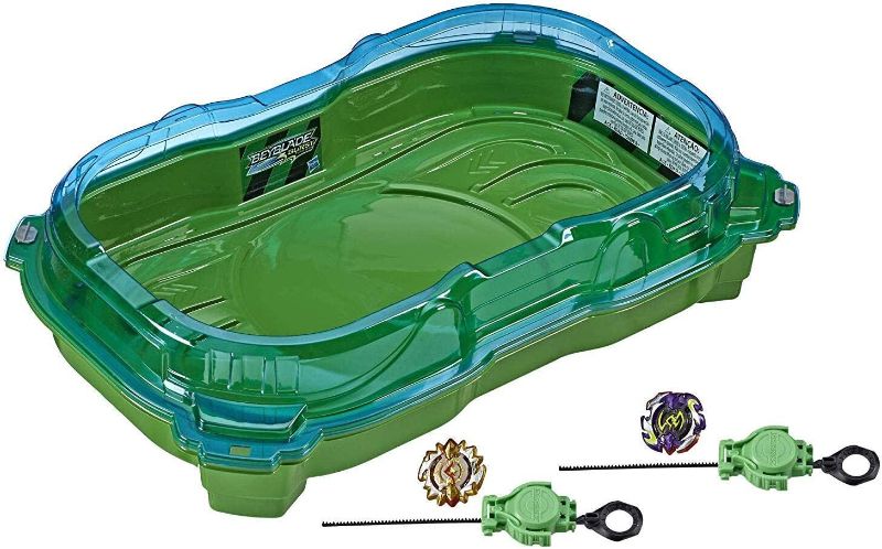 Photo 2 of BEYBLADE Burst Turbo Slingshock Cross Collision Battle Set -- Complete Set with Burst Beystadium, Battling Tops, & Launchers Game -- Age 8+
