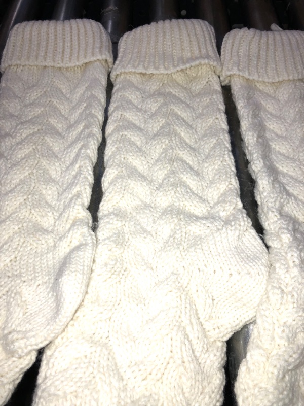 Photo 1 of 18 Inches Christmas Stockings Knit Xmas Stockings Large Fireplace Hanging Stockings for Family Christmas Decoration (Ivory, 10)
