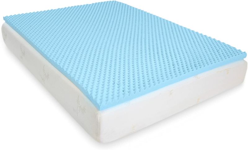 Photo 1 of  Egg Crate Gel Memory Foam Mattress Topper - Twin, Mattress Pad Provides Great Pressure Relief, Gel Infusion Contributes to a Cooler Night Sleep (Twin)
