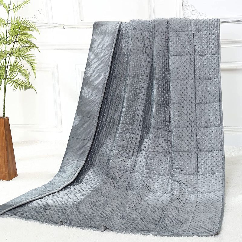 Photo 1 of Alomidds Weighted Blanket (60"x80",15lbs Queen Size - Grey), Weighted Blankets for Adults and Kids, Cooling Breathable Soft and Comfort Minky, Heavy Blanket Microfiber Material with Glass Beads
