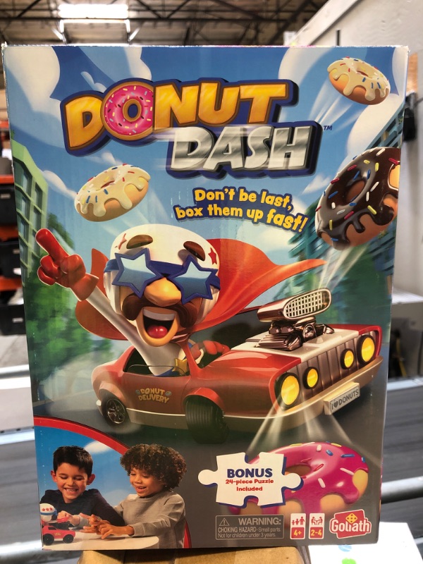 Photo 2 of Goliath Donut Dash Game w/ 24pc Puzzle - Race to Pick Up Matching Donuts, Racecar Does Real Donuts On Table Or Hard Floor - Includes 24-Piece Puzzle