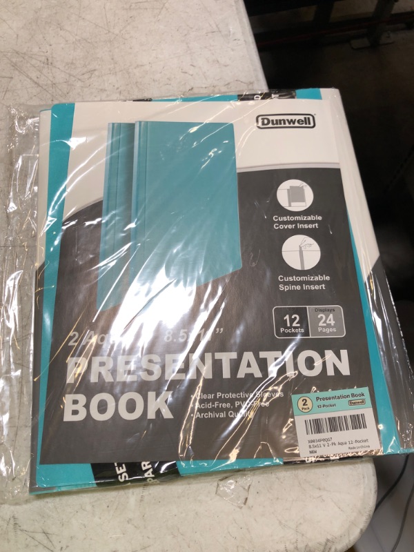 Photo 2 of Dunwell Binders with Plastic Sleeves 12-Pocket - (2 Pack, Aqua) Presentation Books 8.5x11, Portfolio Folders with 8.5 x 11 Sheet Protectors, Each Displays 24 Pages Letter Size Documents, Certificates 2 pack Aqua