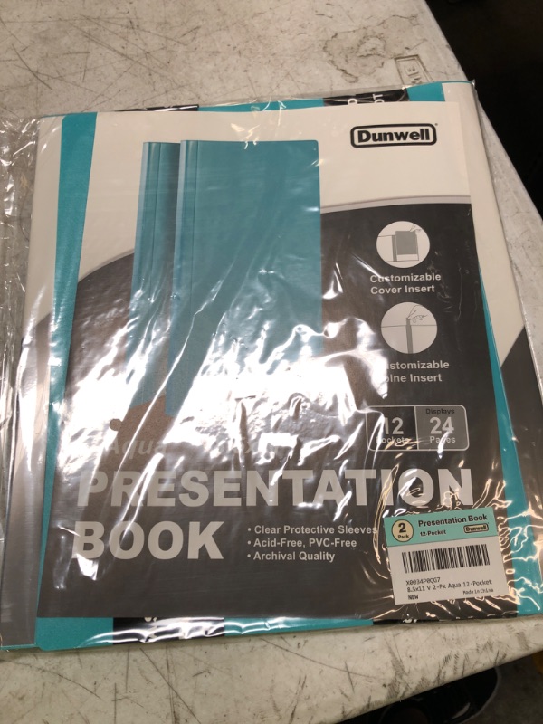 Photo 2 of Dunwell Binders with Plastic Sleeves 12-Pocket - (2 Pack, Aqua) Presentation Books 8.5x11, Portfolio Folders with 8.5 x 11 Sheet Protectors, Each Displays 24 Pages Letter Size Documents, Certificates 2 pack Aqua