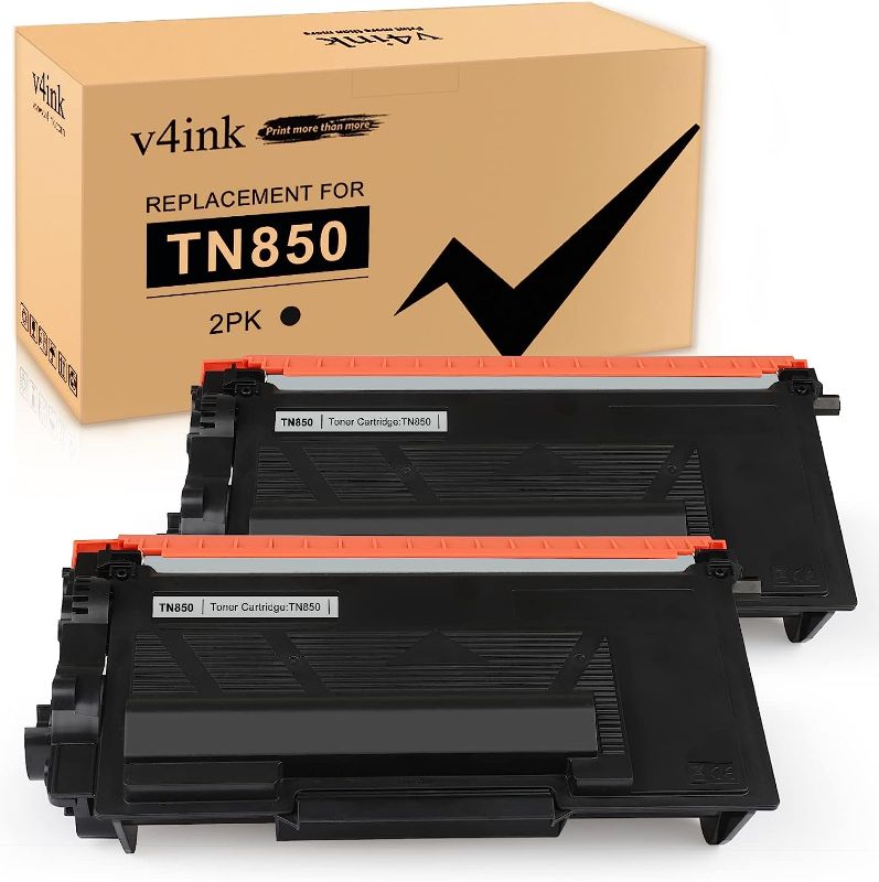 Photo 1 of v4ink 2 Pack Compatible Toner Cartridge Replacement for Brother TN850 TN820 TN 850 to use with HLL6200DW HLL6200DWT HLL6250DW MFCL5800DW MFCL5900DW DCPL5500DN Series Printers , Enhanced Version