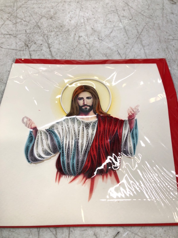 Photo 2 of QUILTSTYY Jesus Open Arms Merry Christmas and Happy New Year Holiday, 3D Quilling Greeting Card Friend, Family and Fall Autumn Seasons,Birthday (Jesus)