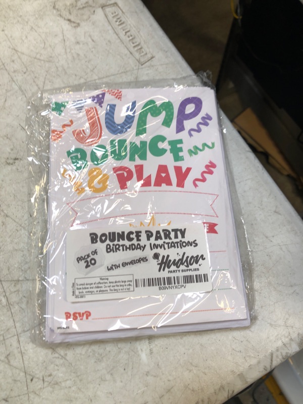 Photo 2 of Trampoline Party Invitations with Envelopes - (Pack of 20) - Bounce Invitations for Boys, Girls, Children, Toddlers and More. Trampoline Party Supplies. Fill in Style