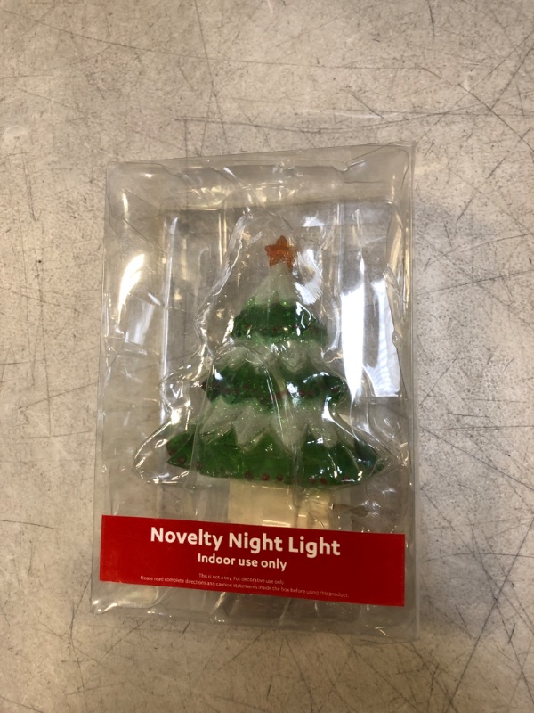 Photo 2 of 5.5" Green and White Beaded Frosted Christmas Tree Night Light
