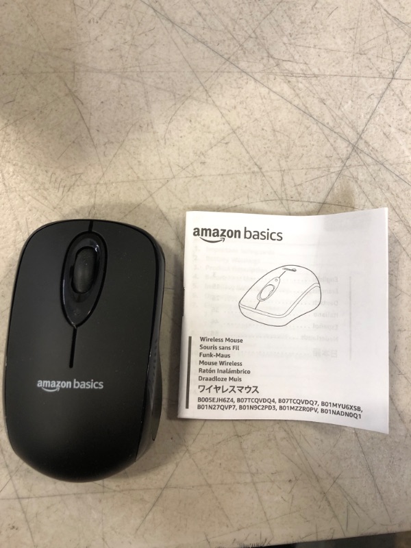 Photo 2 of Amazon Basics Wireless Computer Mouse with USB Nano Receiver - Black Black 1-Pack Mouse