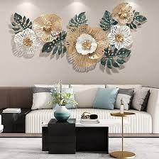 Photo 1 of YUDACHU Metal Wall Art Gold Wall Decor 3D Flower Wall Art Decor for Living Room, 54" × 22.4" Modern Wall Art for Bedroom, Dining Room, Kitchen, Office, Wall Decorations Wall Sculptures
