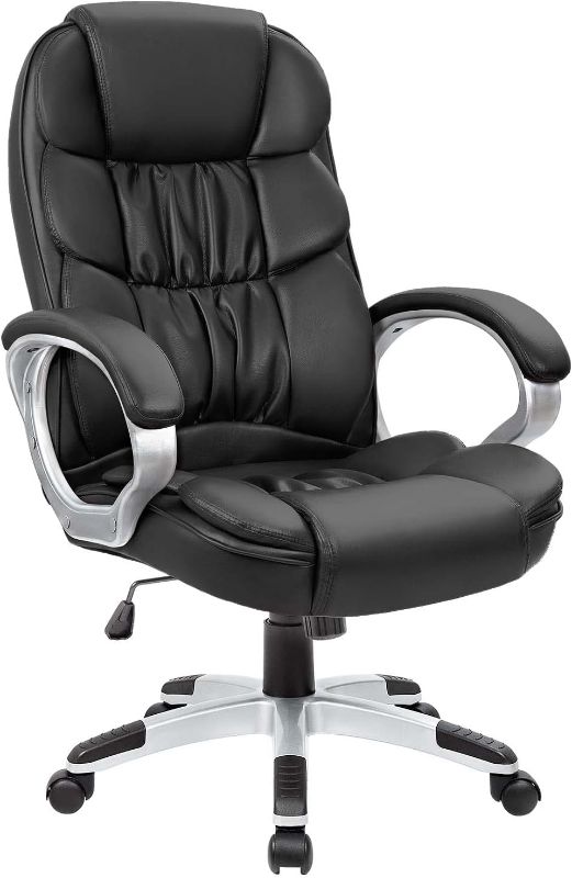 Photo 1 of Homall Office Chair High Back Computer Desk Chair, PU Leather Adjustable Height Modern Executive Swivel Task Chair with Padded Armrests and Lumbar Support (Black)
