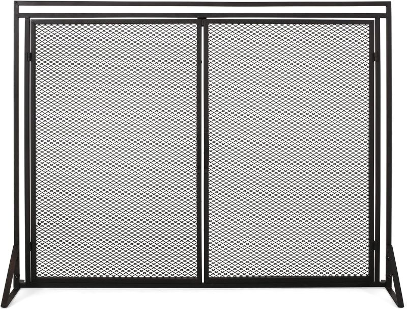 Photo 1 of Christopher Knight Home Novia Modern Iron Fireplace Screen, Matte Black
