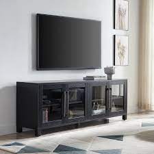 Photo 1 of Quincy 68 in. Black Grain TV Stand Fits TV