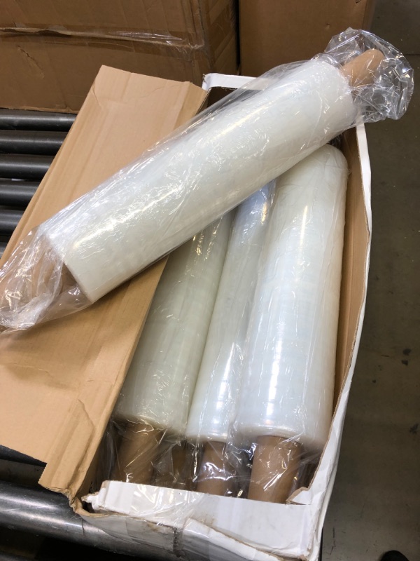 Photo 2 of 4 Pack Stretch Film Wrap - Industrial Clear Plastic Stretch Wrap 1000 Feet 80 Gauge with Handle, Cling Plastic Pallet for Packing, Moving Supplies, Duty Shrink Film Roll 15 Inch, BOMEI PACK