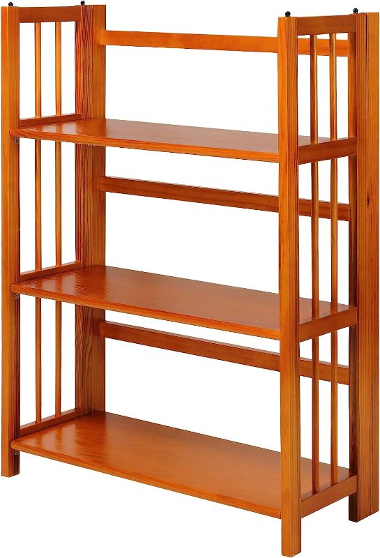Photo 1 of Casual Home 3-Shelf Folding Stackable Bookcase (27.5" Wide)-Honey Oak
