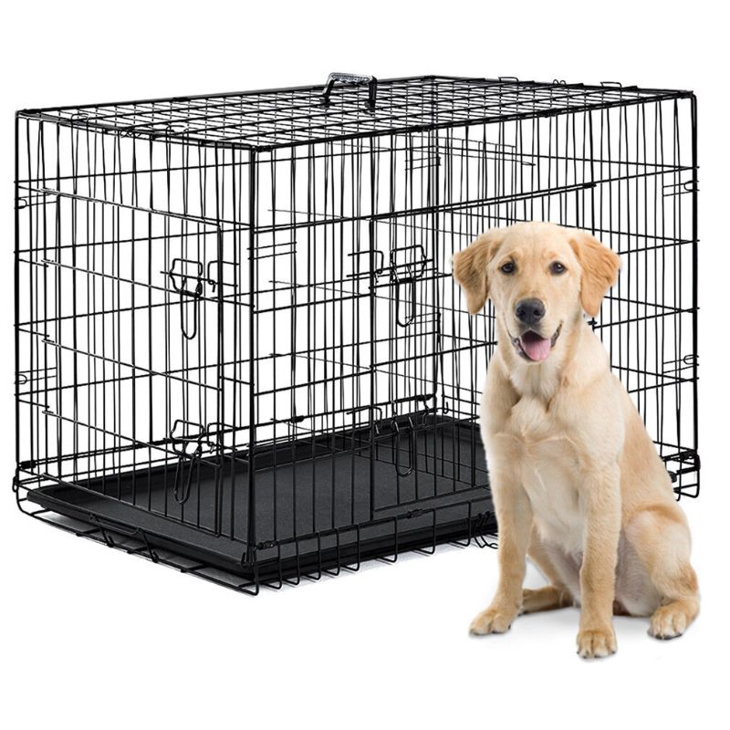 Photo 1 of 42" 2 Doors Pet Folding Suitcase Dog w/Divider Cat Crate Cage Kennel with Tray
