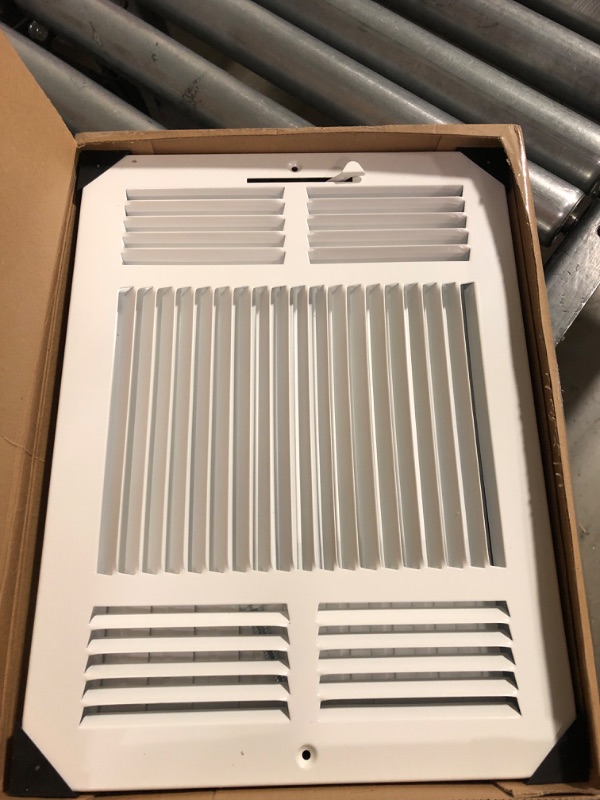 Photo 2 of 14" X 10" 3-Way AIR Supply Grille - Vent Cover & Diffuser - Flat Stamped Face - White [Outer Dimensions: 15.75"w X 11.75"h] 14 x 10 - 3 Way White