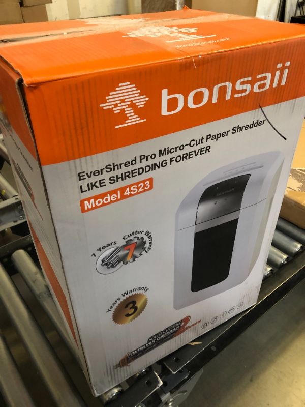 Photo 2 of Bonsaii 120 Mins Evershred Pro Micro-Cut Paper Shredder, P-5 High Security Ultra-Quiet Heavy Duty Office Shredder for Documents/Mails/CDs/Cards, 8-Sheet 6 Gallons Pullout Bin with 4 Casters (4S23) 8 Sheet-120Mins