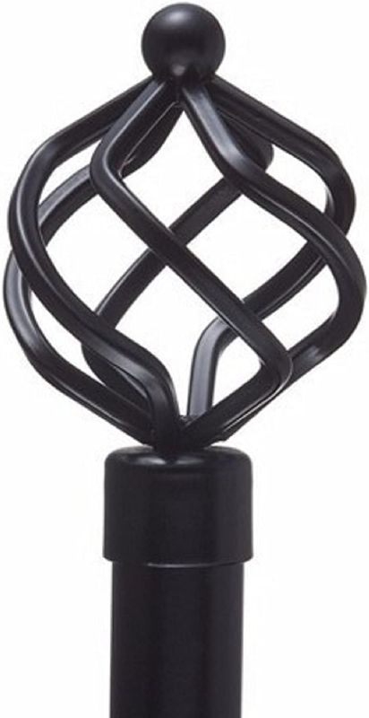 Photo 1 of 48"-84" Decorative Window Curtain Rod Set: BLACK SPIRAL FINIALS
