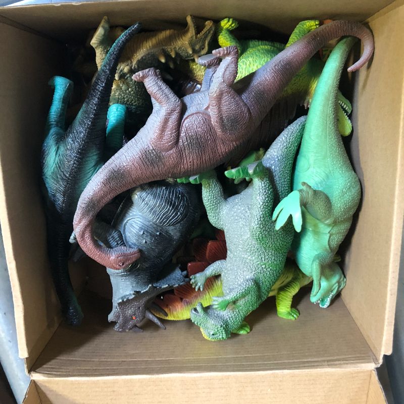 Photo 4 of Boley 12 Pack 9-Inch Educational Dinosaur Toys - Kids Realistic Toy Dinosaur Figures for Cool Kids and Toddler Education! (T-Rex, Triceratops, Velociraptor, and More!) Assorted