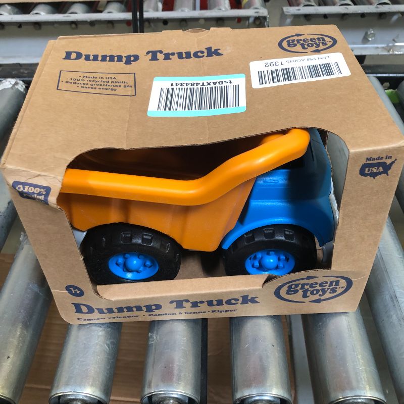 Photo 2 of green toys dump truck vehicle toy, orange/blue, 10 x 7.5 x 6.75