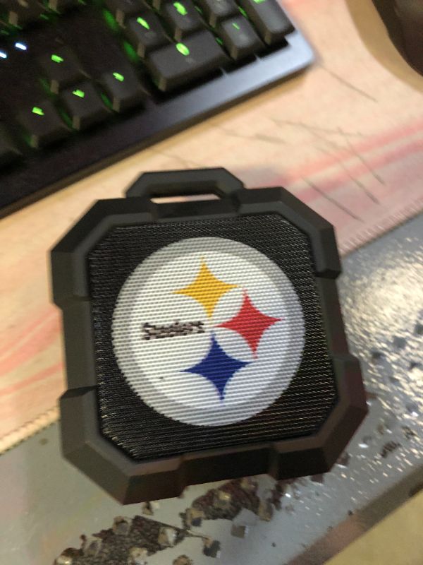 Photo 2 of SOAR NFL Shockbox LED Wireless Bluetooth Speaker - Water Resistant IPX4, 5.0 Bluetooth with Over 5 Hours of Play Time - Small Portable Speaker - Officially Licensed NFL, Perfect Home & Outdoor Speaker Pittsburgh Steelers One Size Team Color