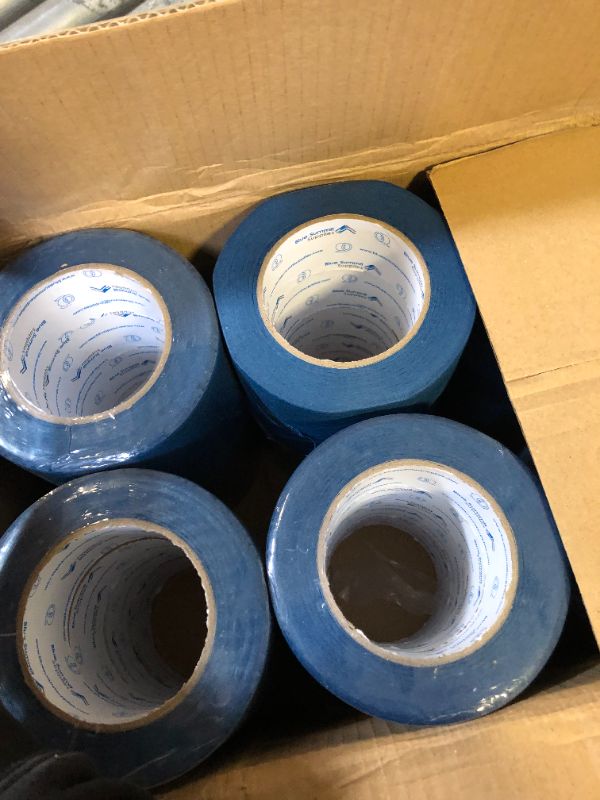 Photo 2 of 24 Pack 1.88 Inch Blue Painters Tape, Medium Adhesive That Sticks Well but Leaves No Residue Behind, 60 Yards Length, 24 Rolls, 1440 Total Yards