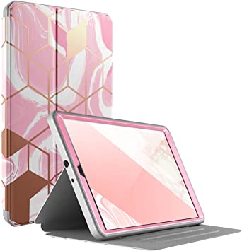 Photo 1 of Popshine Marble Series Designed for Samsung Galaxy Tab A 10.1 2019 Case, Model SM-T510/T515, Full Body Premium 360 Degree Protective Folio Cover with Built-in Screen Protector, Liquid Marble Pink