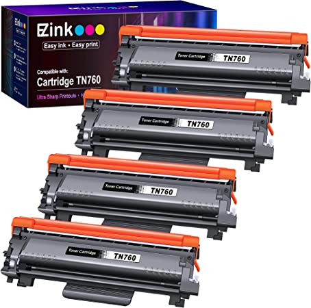 Photo 1 of E-Z Ink (TM Compatible Toner Cartridge Replacement for Brother TN760 TN-760 TN730 to Use with HL-L2350DW HL-L2395DW HL-L2390DW HL-L2370DW MFC-L2750DW MFC-L2710DW DCP-L2550DW (Black,4 Pack)
