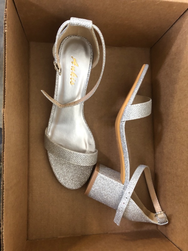 Photo 1 of Ankis Nude Silver Black Heels Women's Open Toe Ankle Strap Block Chunky Low Heeled Sandal Comfortable Office Wedding Dress Pump Shoes Standard Size 2.25 Inches Heel Design
6.5 size