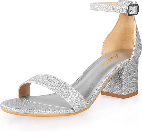 Photo 1 of Ankis Nude Silver Black Heels Women's Open Toe Ankle Strap Block Chunky Low Heeled Sandal Comfortable Office Wedding Dress Pump Shoes Standard Size 2.25 Inches Heel Design
6.5 size