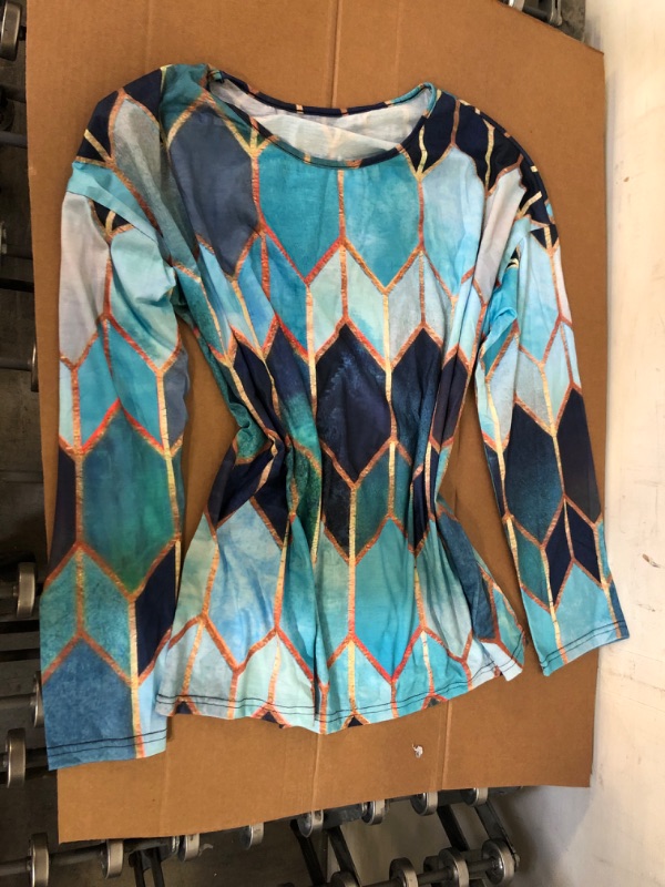 Photo 1 of 3 XL ------SUEANI Women's Blouse Tops Loose V Neck 3/4 Bell Sleeve Shirt Small B-15- Fp Colorful Blue