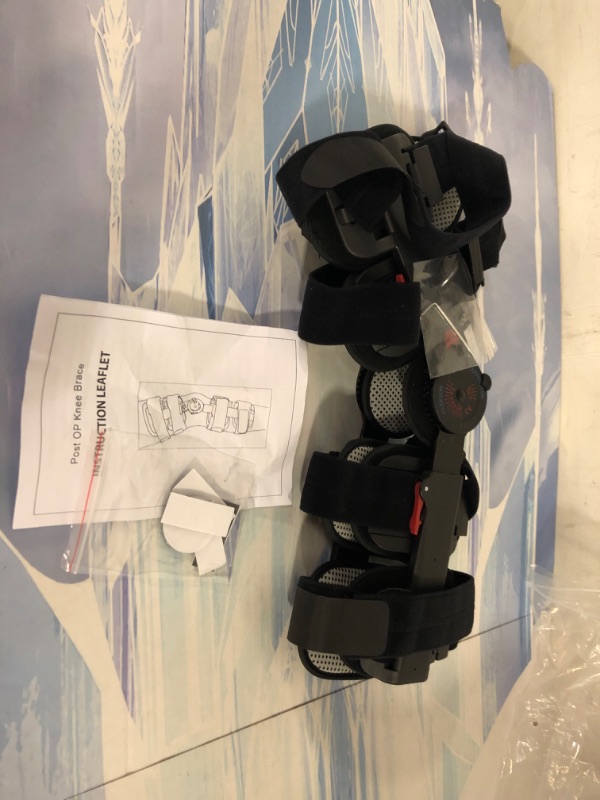 Photo 2 of  Knee Brace with Shoulder Strap, Post Op Hinged Immobilizer Support, Recovery Stabilization for ACL, PCL, MCL, Oste Arthritis, Joint Injuries and Orthopedic Rehab - Fits Right or Left Leg