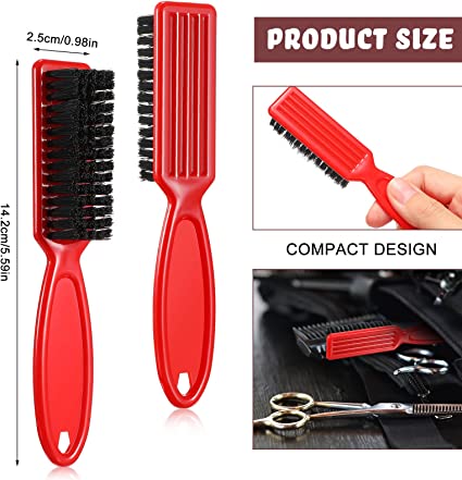 Photo 1 of 3 Pieces Barber Blade Cleaning Brush Clipper Cleaning Nylon Brush Clipper Cleaner Brush Cleaning Clipper Styling Brush Tool for Men( Red/Black)