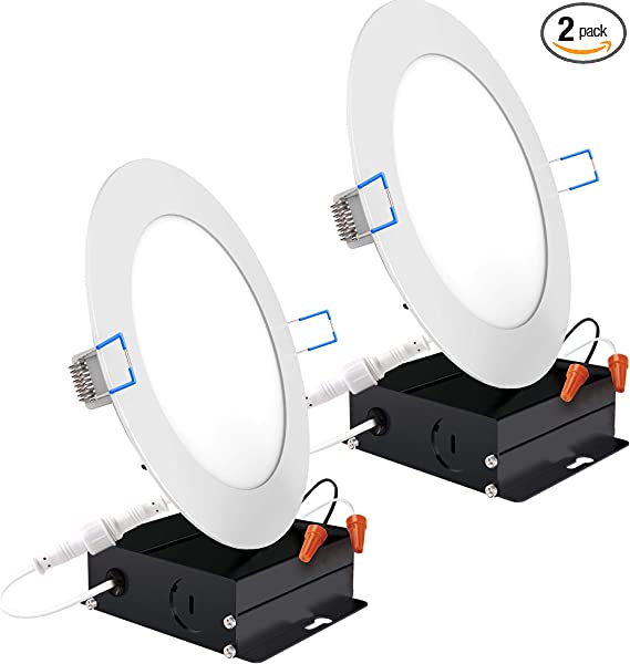 Photo 1 of Sunco Lighting 2 Pack 6 inch Slim LED Downlight with Junction Box, 14W=100W, 850 lm, Dimmable, 4000K Cool White, Recessed Jbox Fixture, Simple