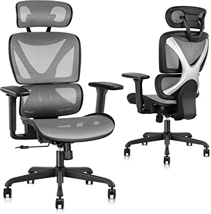 Photo 1 of GABRYLLY Office Chair, Large Ergonomic Desk Chairs, High Back Computer Chair with Lumbar Support, 3D Armrest, Breathable Mesh, Adjustable Headrest, Ergo Chair with Tilt Function, Easy Assembly(Grey)
