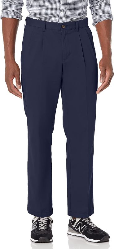 Photo 1 of Amazon Essentials Men's Classic-Fit Wrinkle-Resistant Pleated Chino Pant 36x30