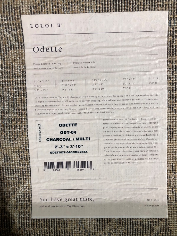 Photo 3 of ***USED - NO PACKAGING***
LOLOI II Odette Charcoal/Multi 2 Ft. - 3 in. X 3 Ft. - 10 in. Oriental Area Rug, Charcoal / Multi