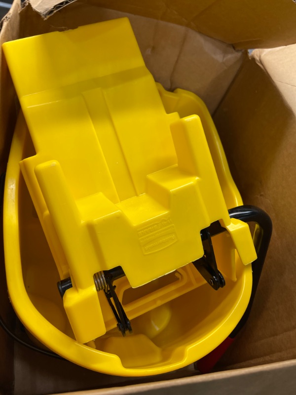 Photo 2 of WaveBrake 35 Qt. 2.0 Side-Press Mop Bucket with Drain, Yellow