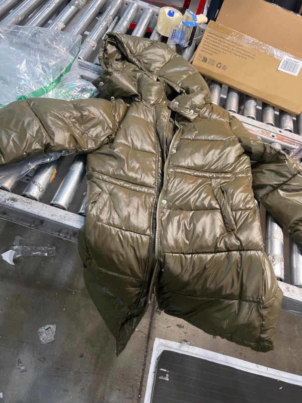 Photo 1 of -- small  - OIL GREEN PADDED PUFFER COAT WITH FOLDAWAY HOOD
