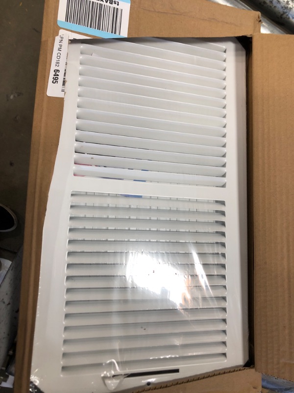 Photo 2 of 16" X 8" 2-Way-Vertical AIR Supply Grille - Vent Cover & Diffuser - Flat Stamped Face - White [Outer Dimensions: 17.75"w X 9.75"h]