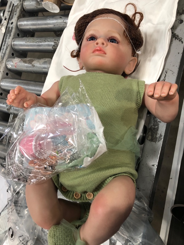 Photo 2 of Angelbaby Realistic Reborn Baby Girl Dolls Look Real Life 24inch Toddler Doll Weighted Soft Body Cute New Born Bebe Reborn Doll Toys for Children Gifts Green