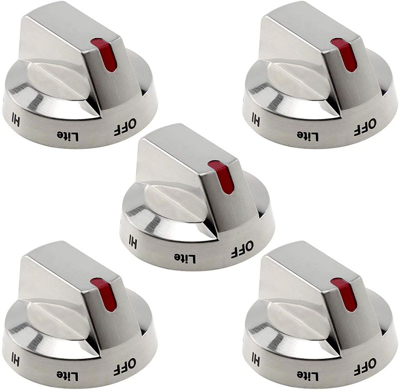 Photo 1 of (5pcs) DG64-00473A Top Burner Control Dial Knob Stainless Steel
