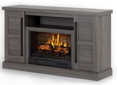 Photo 1 of ***Parts Only***allen + roth 58-in W Gray TV Stand with Infrared Quartz Electric Fireplace
