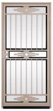 Photo 1 of 36 in. x 80 in. Pima Tan Surface Mount Outswing Steel Security Door with Shatter-Resistant Glass
