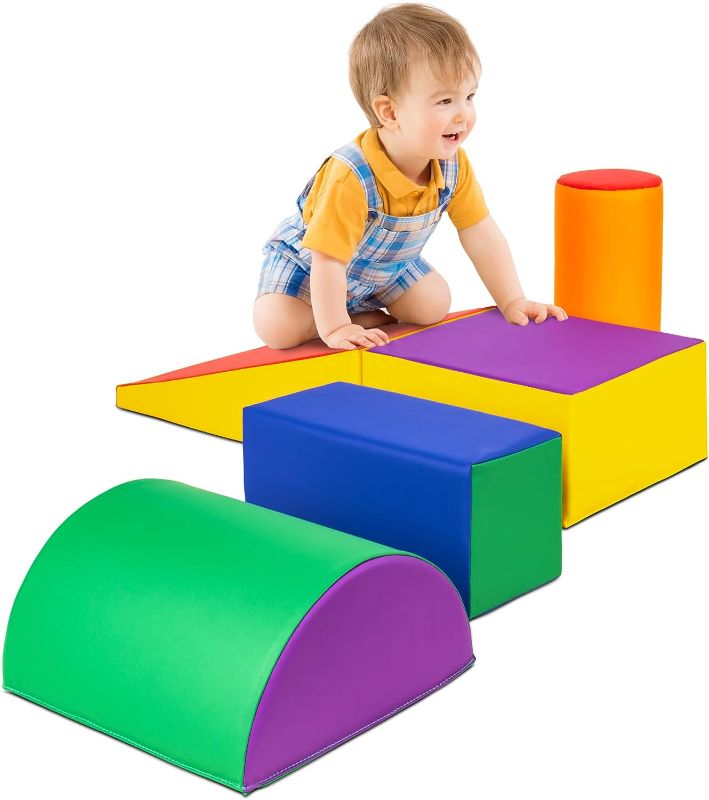 Photo 1 of Best Choice Products 5-Piece Kids Climb & Crawl Soft Foam Block Activity Play Structures for Child Development, Color Coordination, Motor Skills - Multicolor