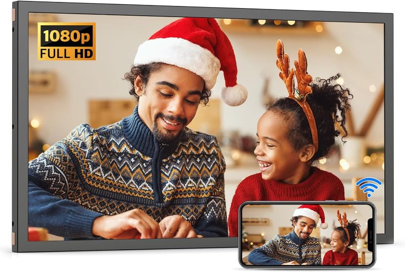 Photo 1 of Large Digital Picture Frame 21.5" Smart Photo Frame- 2.4&5G WiFi Picture Frame, Light Sensor, Auto- Rotate, Easy to Share Photos Via App or Email, Best Gifts for Grandparents, 32 GB
