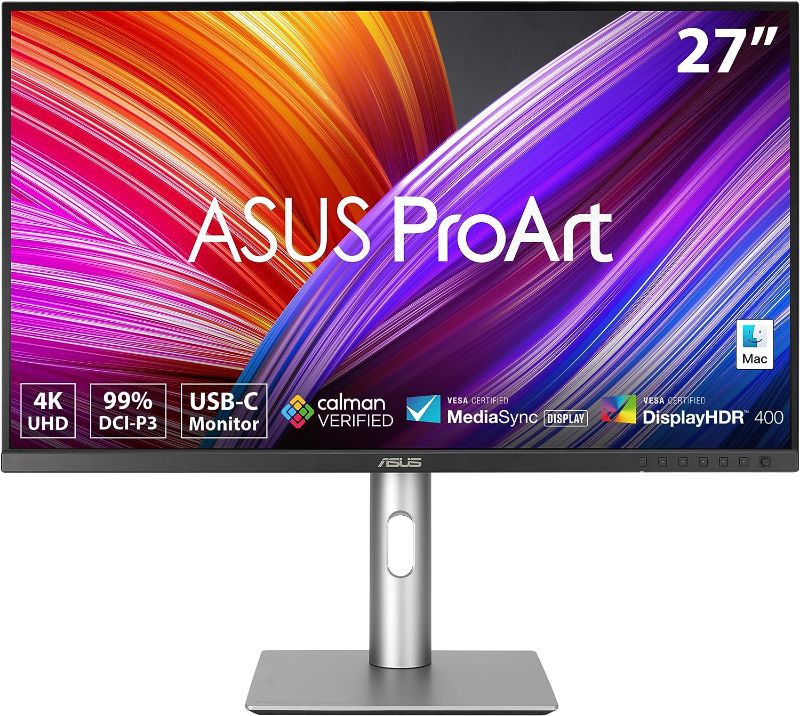 Photo 1 of ASUS ProArt Display 27” 4K HDR Professional Monitor (PA279CRV) - IPS, UHD (3840 x 2160), 99% DCI-P3/Adobe RGB, ?E < 2, Calman Verified, USB-C PD 96W, DisplayPort, Daisy-Chain, Height Adjustable
